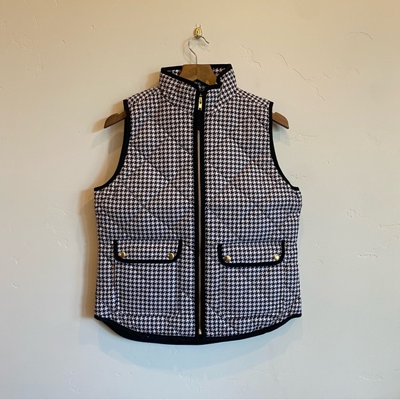 J.CREW Black & White Houndstooth Puffer Vest Alabama - Picture 2 of 13